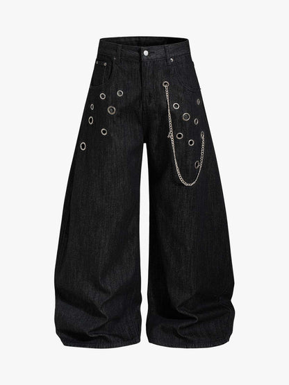 Vintage Eyelet Chain Baggy Jeans 