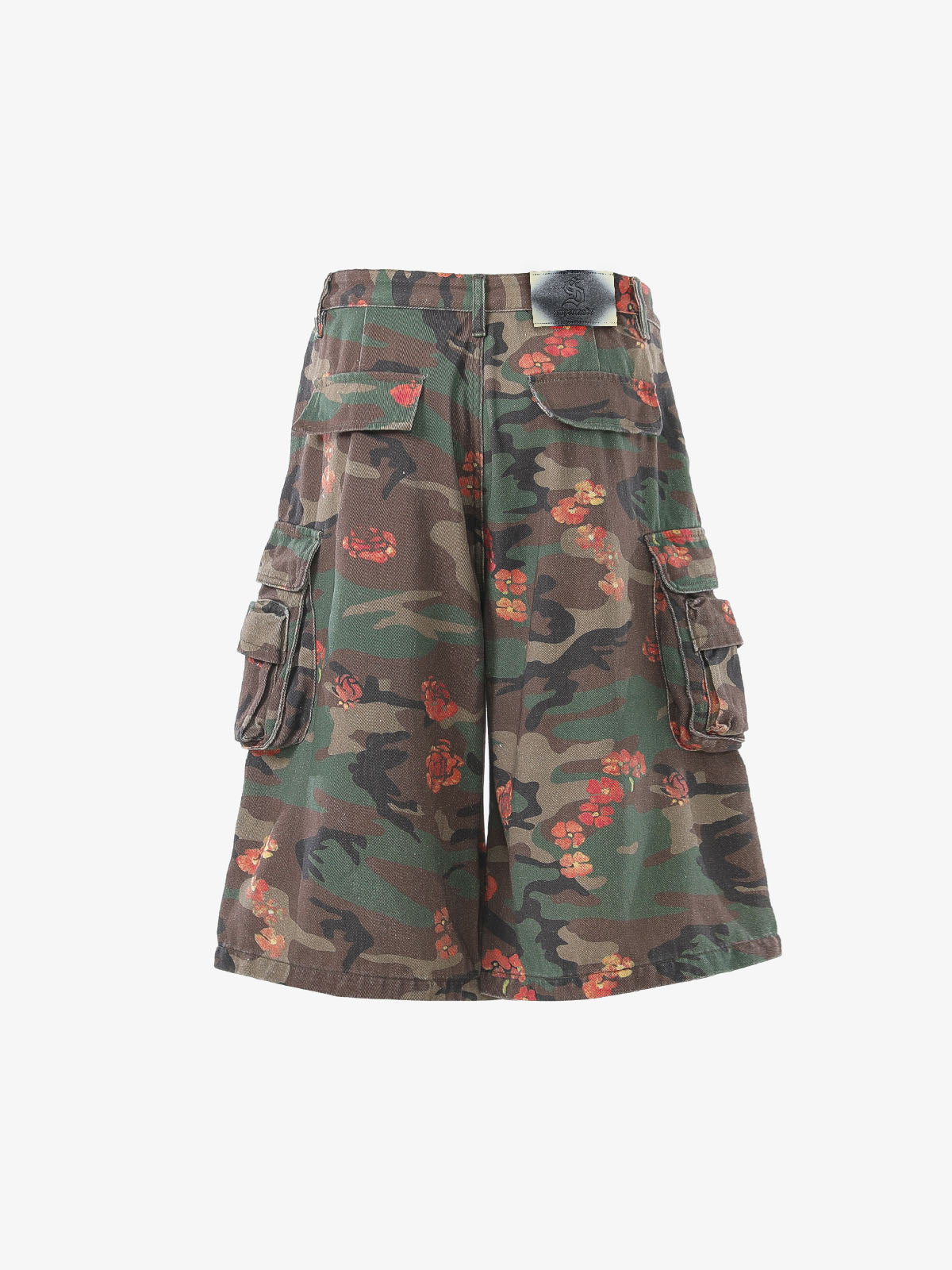Vintage Floral Camo Multi-Pocket Cargo Shorts 
