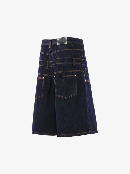 Studded Double-Waist Wide-Leg Jorts 
