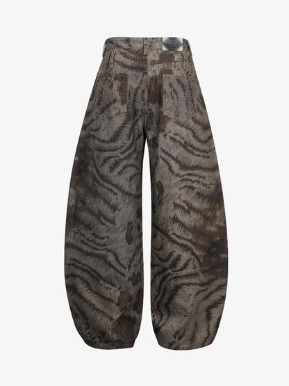 Leopard Tiger Curved-Leg Jeans