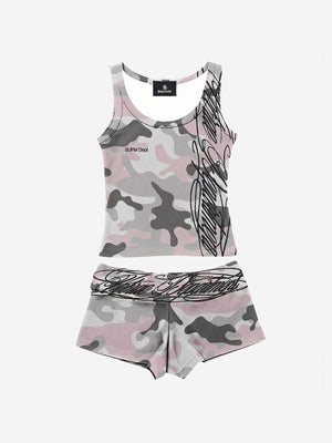 Y2K Camo Graffiti Tank Set