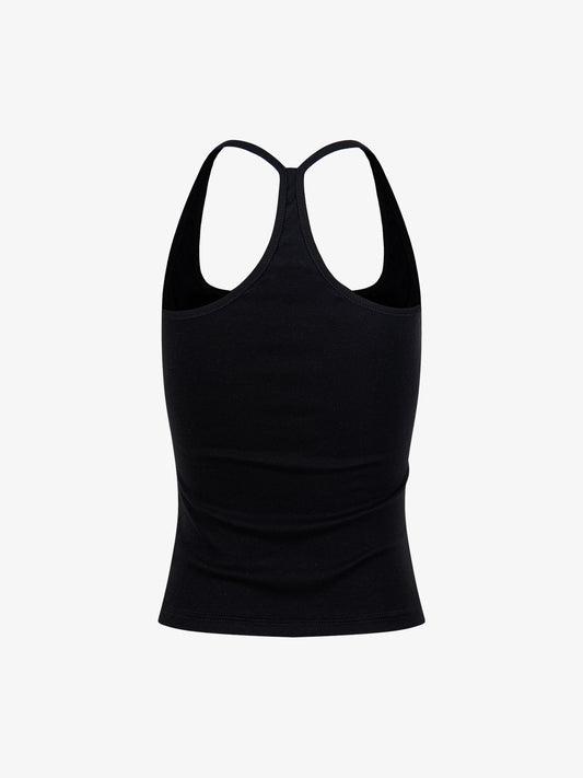 Union Jack Graphic Racerback Tank Top – Studded Cotton Blend Tank