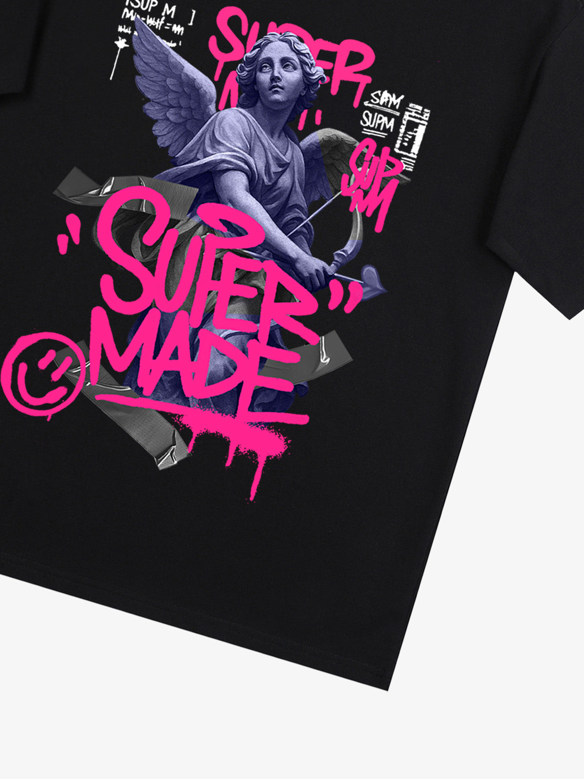 Street Pink Lucky Angel Graphic Design T-Shirt 