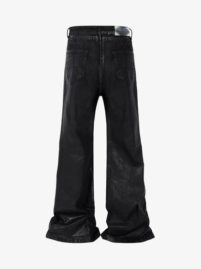 Thesupermade Black Wax Coated Flare Jeans - 2212 