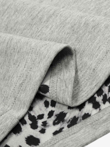 Leopard Trim Half Zip Polo T-Shirt