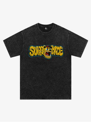 Street Graffiti Trendy Tiger Head Font T-Shirt 