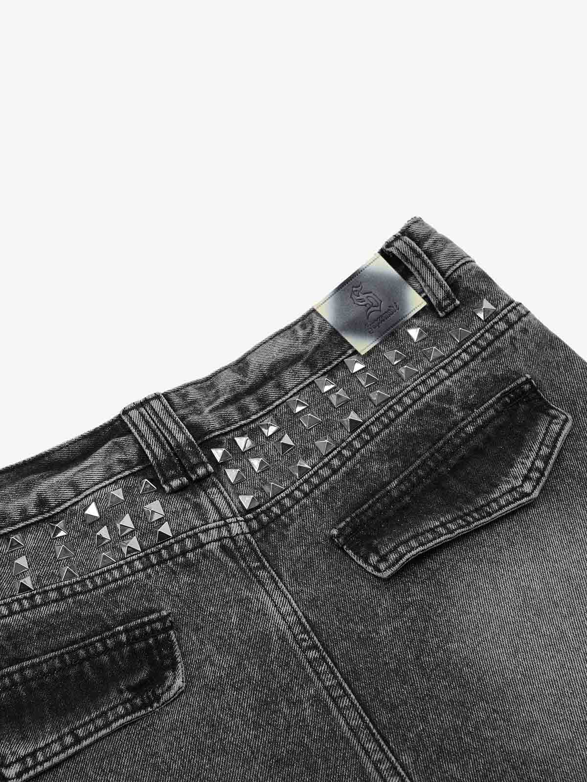 Stacked Flared Ripped Washed Pants