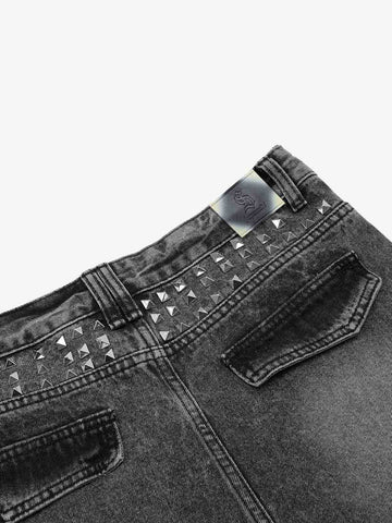 Stacked Flared Ripped Washed Pants