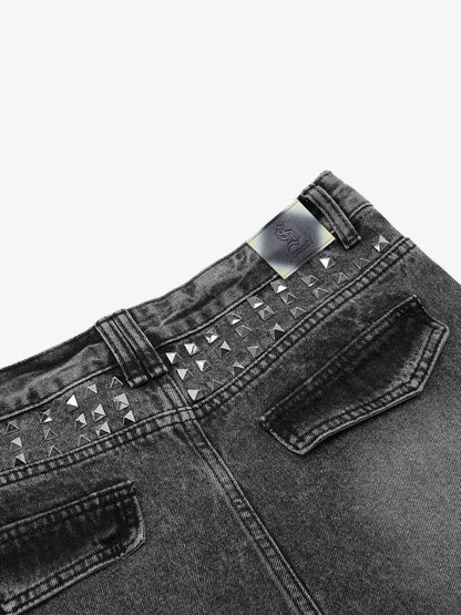 Stacked Flared Ripped Washed Pants