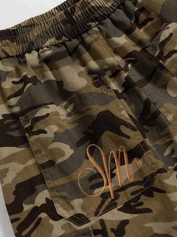 Camo Bow Lace Trim Capris Jorts