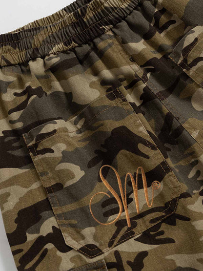 Camo Bow Lace Trim Capris Jorts