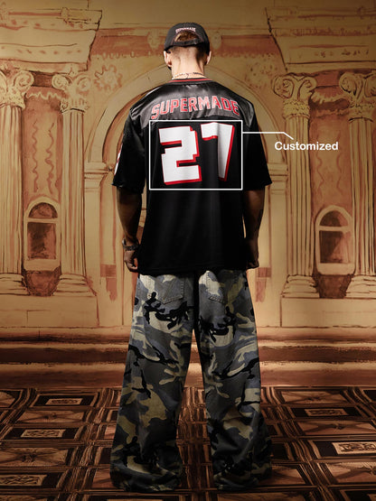 Original Flame Print Football Jersey T-Shirt 