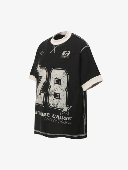 Distressed NO. 28 Jersey T-Shirt - 2442 