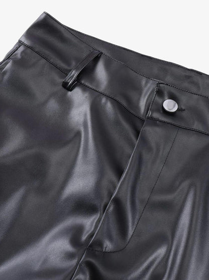 Thesupermade Punk Style Pleated Leather Pants - 2195 