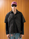 Heavy Plaid Pleated Striped Faux Two-Piece Polo Shirt 