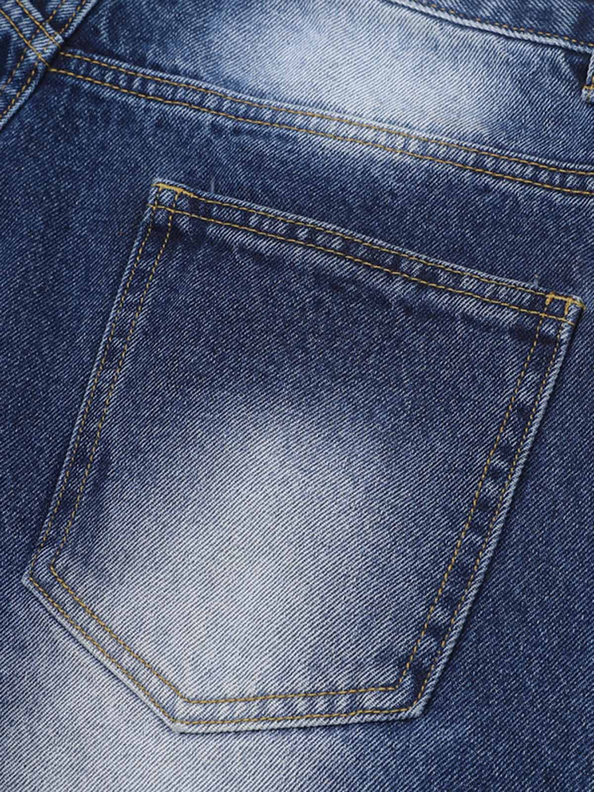 Thesupermade Old Washed Double Waistband Design Denim Jorts 
