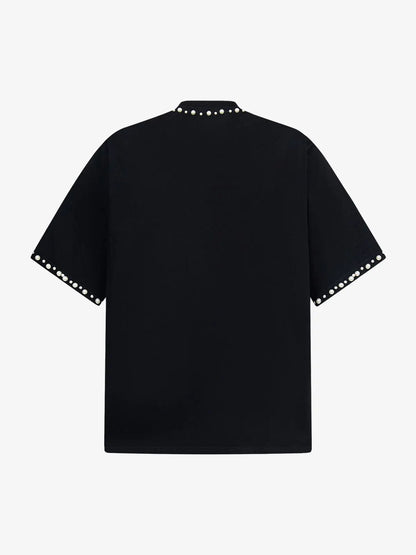 Elegant Pearl-Embellished Oversized T-Shirt 