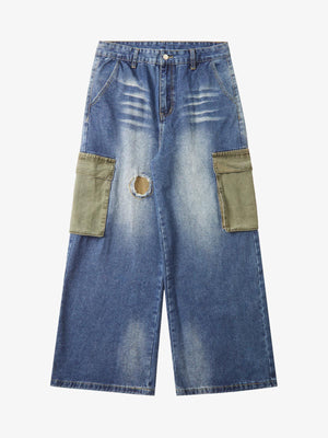Thesupermade Homemade Large Pocket Cargo Jeans 