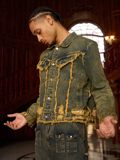 Thesupermade Distressed Washed Denim Jacket 