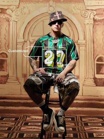 Original Retro Striped Spliced Sports Jersey T-Shirt - 2422 