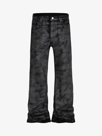 Retro Hand-Brushed Glitter Flare Jeans 