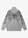Thesupermade Butterfly Jacquard  Knit Mock Neck Sweater 