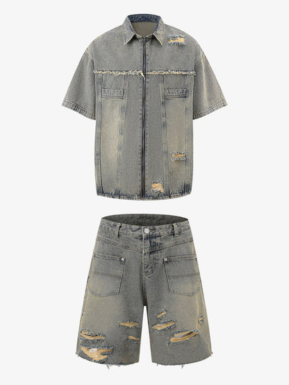 Ripped Denim Distressed Suit - 2460 