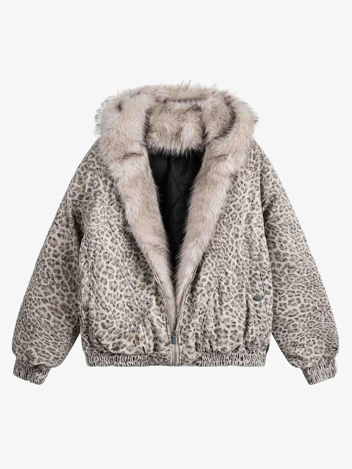 Cotton Cheetah Print Mink Fur Hooded Jacket - 2270 