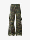 Woven Ripped Camouflage Cargo Baggy Pants - 2410 