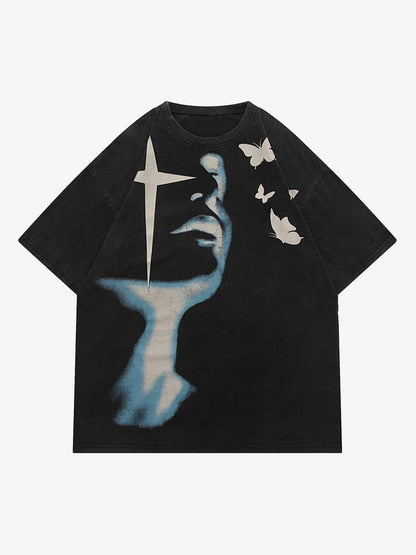 Thesupermade Abstract Portrait Print T-shirt - 1619 