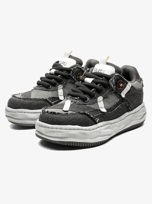 Distressed Deconstructed Split Whisker Platform Sneakers - 2602 