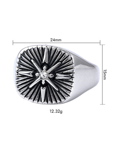 Vinatege Nordic Navigator Compass Cross Ring 