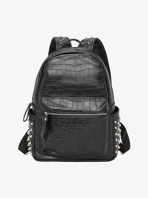 Rivet Crocodile-Print Backpack - 2464 