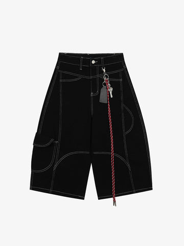 Denim Welt-Embellished Cargo Jorts - 2408 