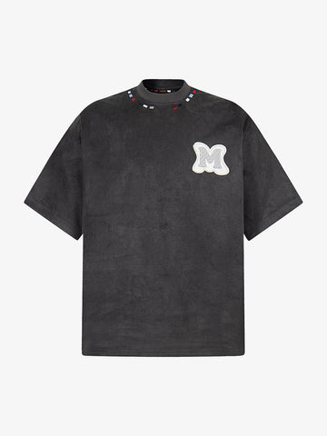 Embroidered Neckline Oversized T-Shirt 