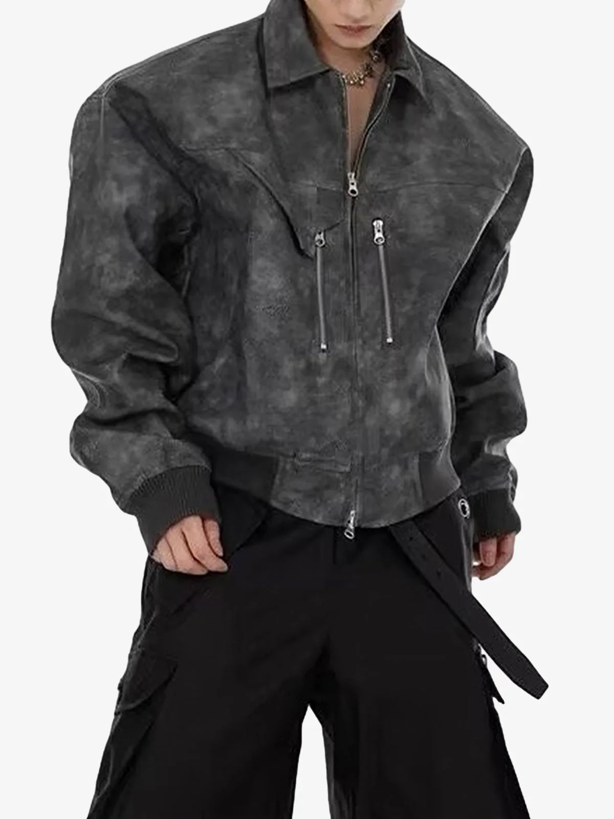 Thesupermade Vintage Motorcycle Suede Street Rap Jacket - 2232 