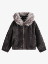 Thesupermade Fur Hooded Quilted Sherpa Jacket - 2304 