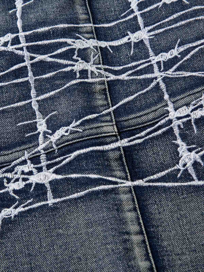 Thesupermade High Street Embroidery Hip-Hop Jeans - 2122 