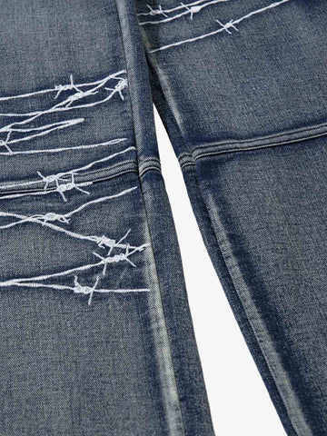 Thesupermade High Street Embroidery Hip-Hop Jeans - 2122 