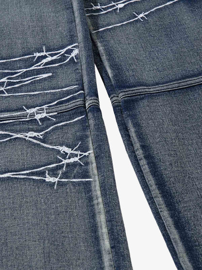 Thesupermade High Street Embroidery Hip-Hop Jeans - 2122 
