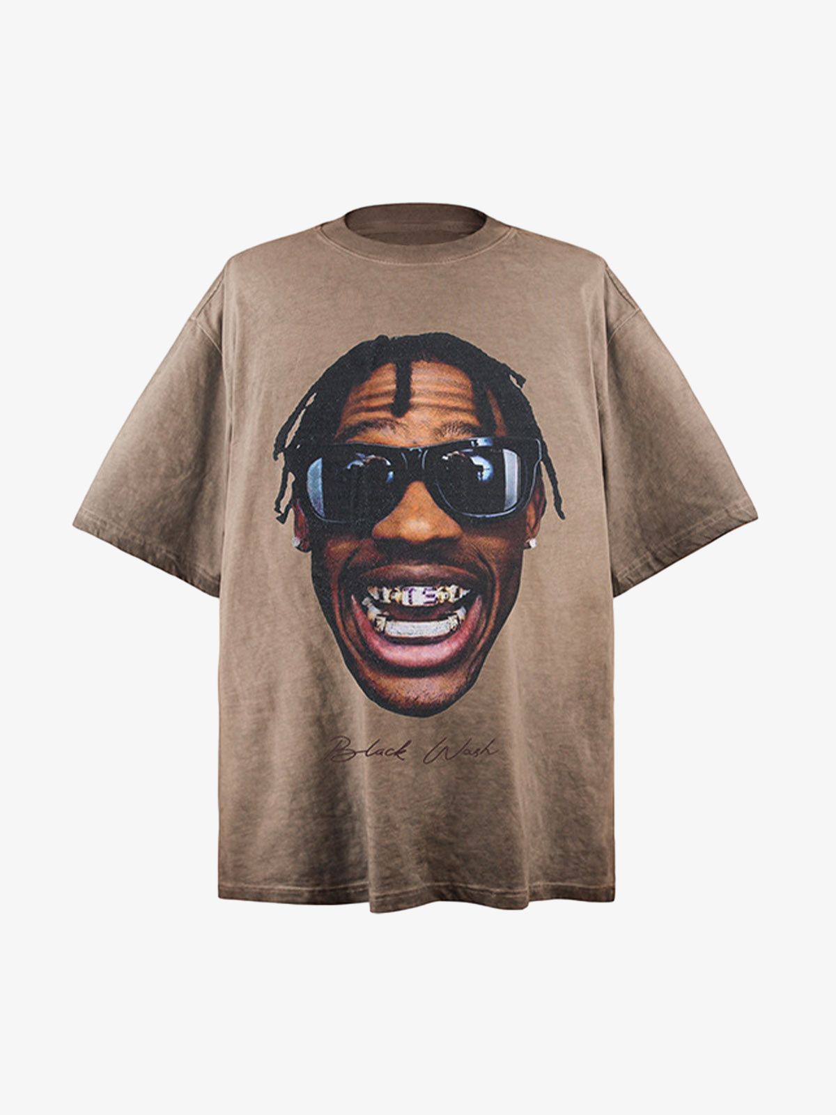 Portrait Print Crew Neck T-Shirt - 2377 