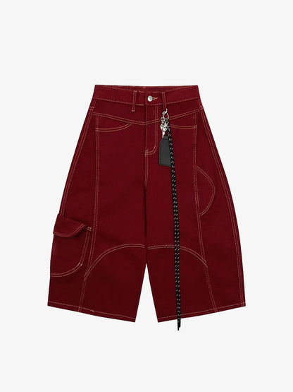 Denim Welt-Embellished Cargo Jorts - 2408 