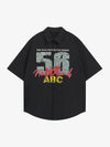 Retro Letter Print Short Sleeve Shirt - 2426 