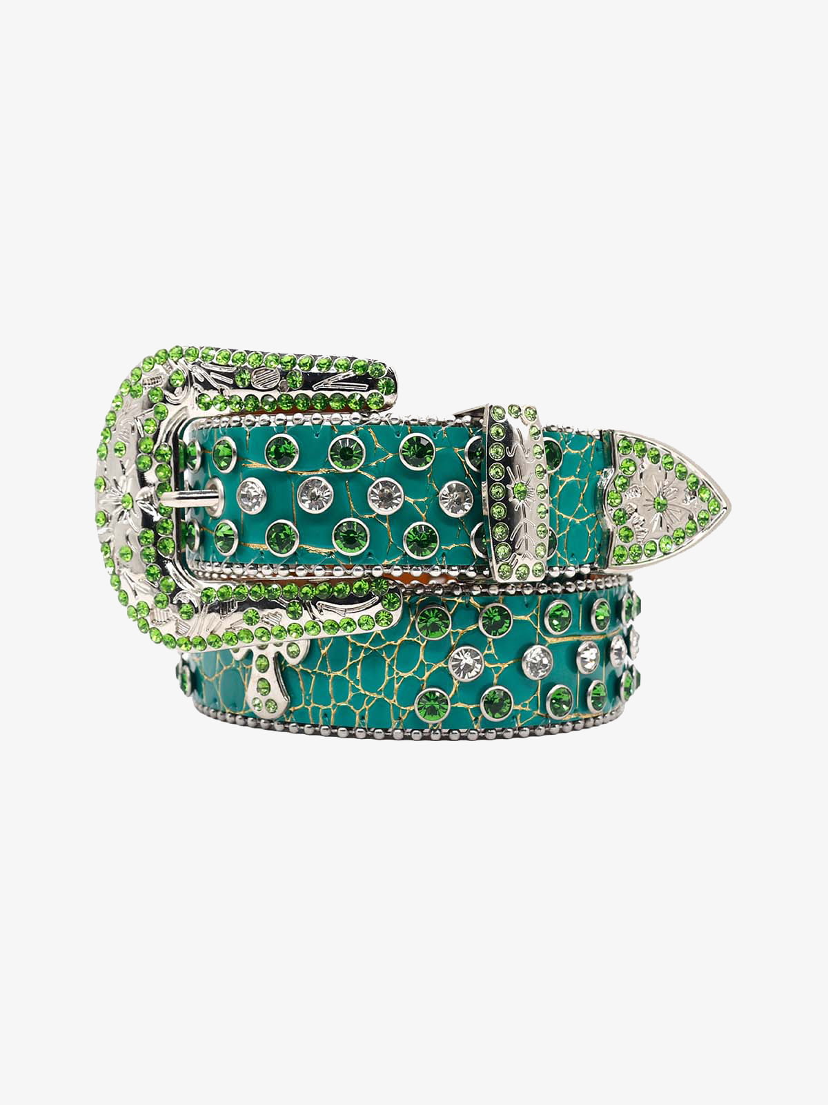 Punk Style Leather Hotflix  Rhinestone Belt 