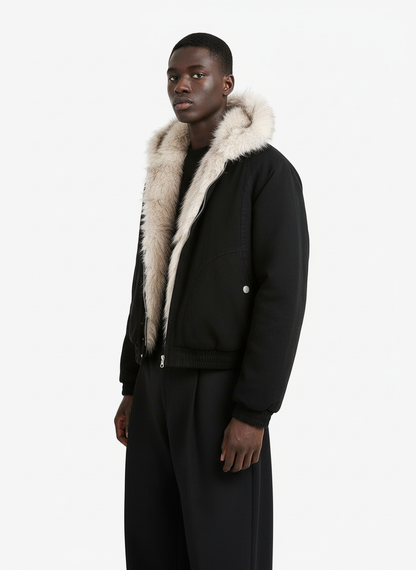 Spliced Fur Hooded Quilted Jacket - 2285 