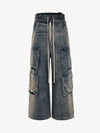 Thesupermade Wide Leg Multi-Pocket Straight Leg Loose Jeans - 1666 
