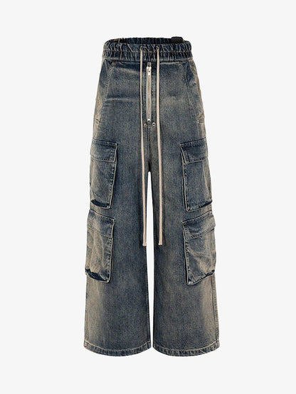 Thesupermade Wide Leg Multi-Pocket Straight Leg Loose Jeans - 1666 