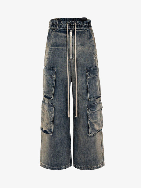 Thesupermade Wide Leg Multi-Pocket Straight Leg Loose Jeans - 1666 