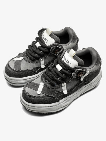 Distressed Deconstructed Split Whisker Platform Sneakers - 2602 