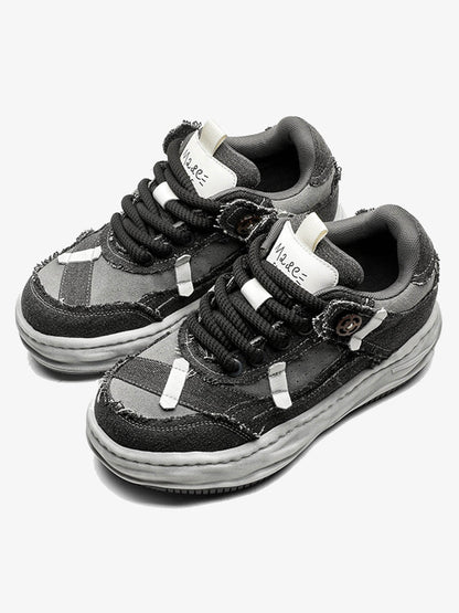 Distressed Deconstructed Split Whisker Platform Sneakers - 2602 